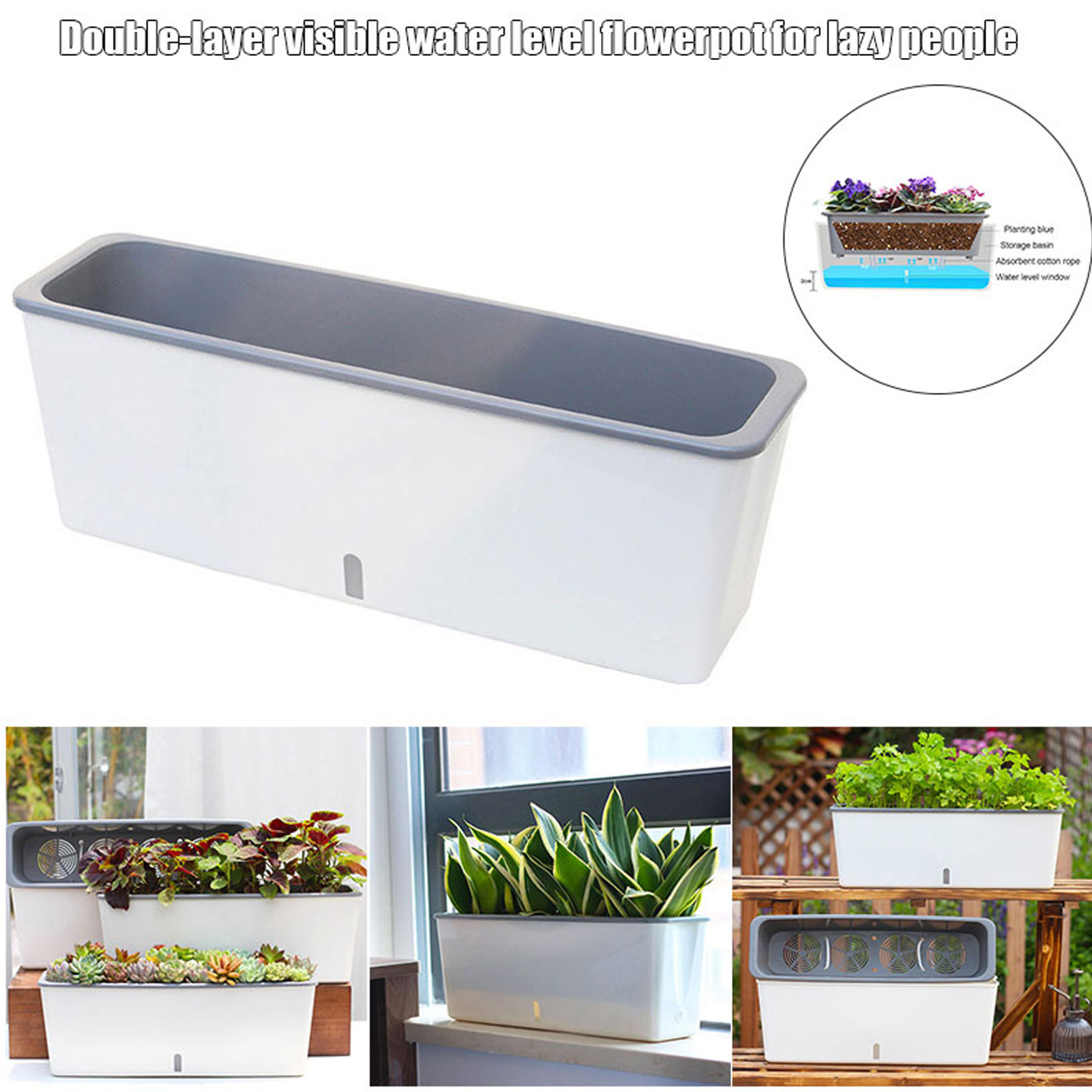 Self-Watering Planter Pots wit - Aloe Vera Pot recension och pris