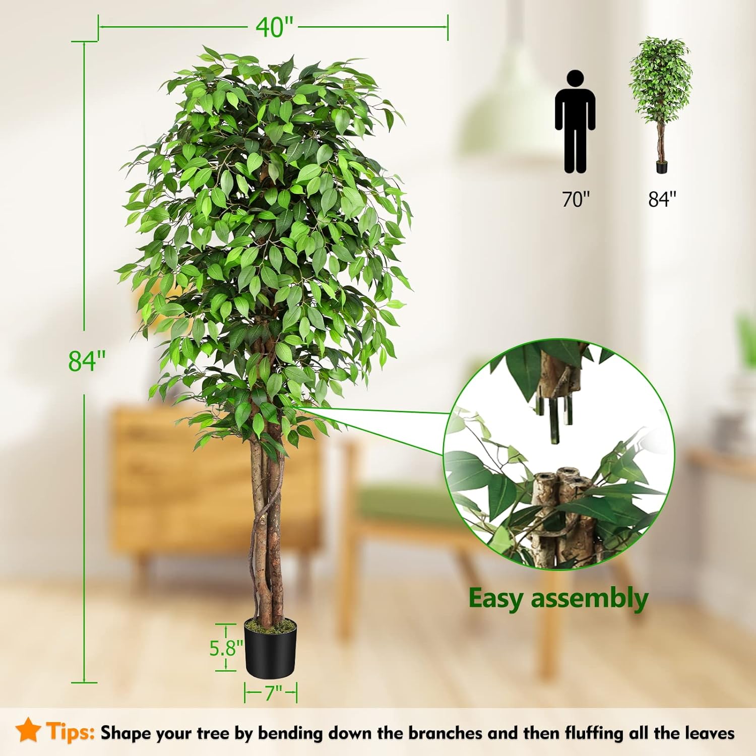 Lifelike Artificial Ficus Tree - Monstera Adansonii recension och pris