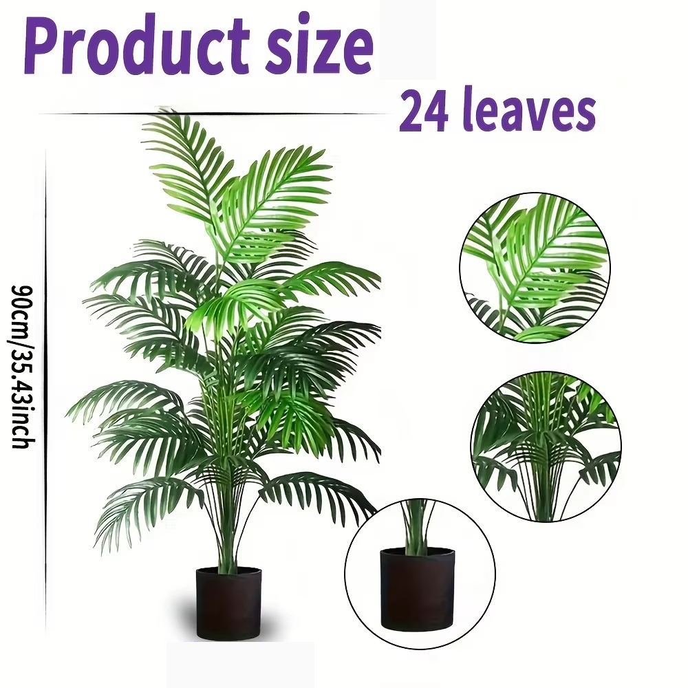 24 Leaves Areca Palm Artificia - Monstera Adansonii recension och pris
