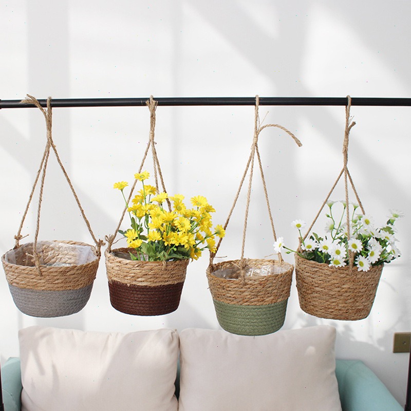 Straw Hanging Basket Flower Po - Spider Plant Hanging recension och pris