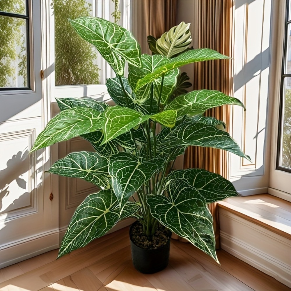 1PC 24 Leaves Artificial Green - Monstera Adansonii recension och pris