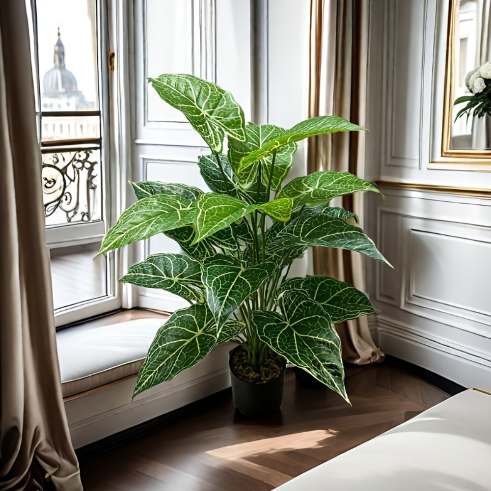 1PC 24 Leaves Artificial Green - Monstera Adansonii recension och pris